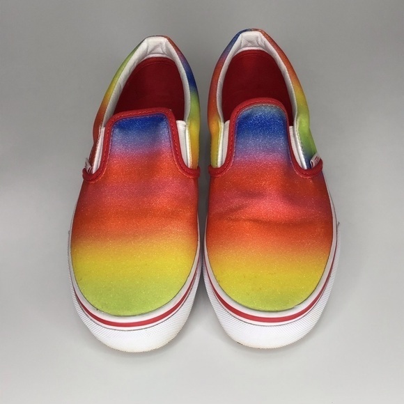 Vans Slip On Rainbow Glitter Sneakers Size 5.5 - Picture 2 of 10